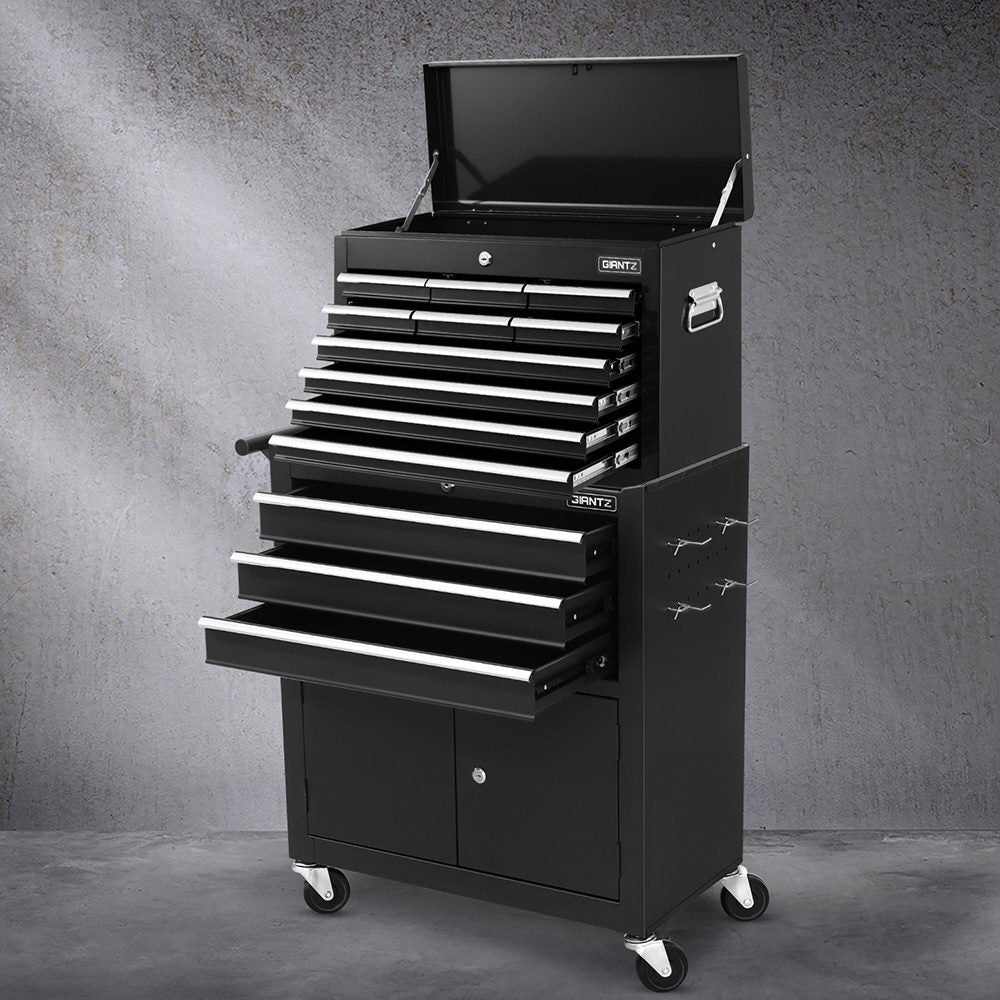 Giantz 13-Drawer Tool Box Cabinet Trolley Black