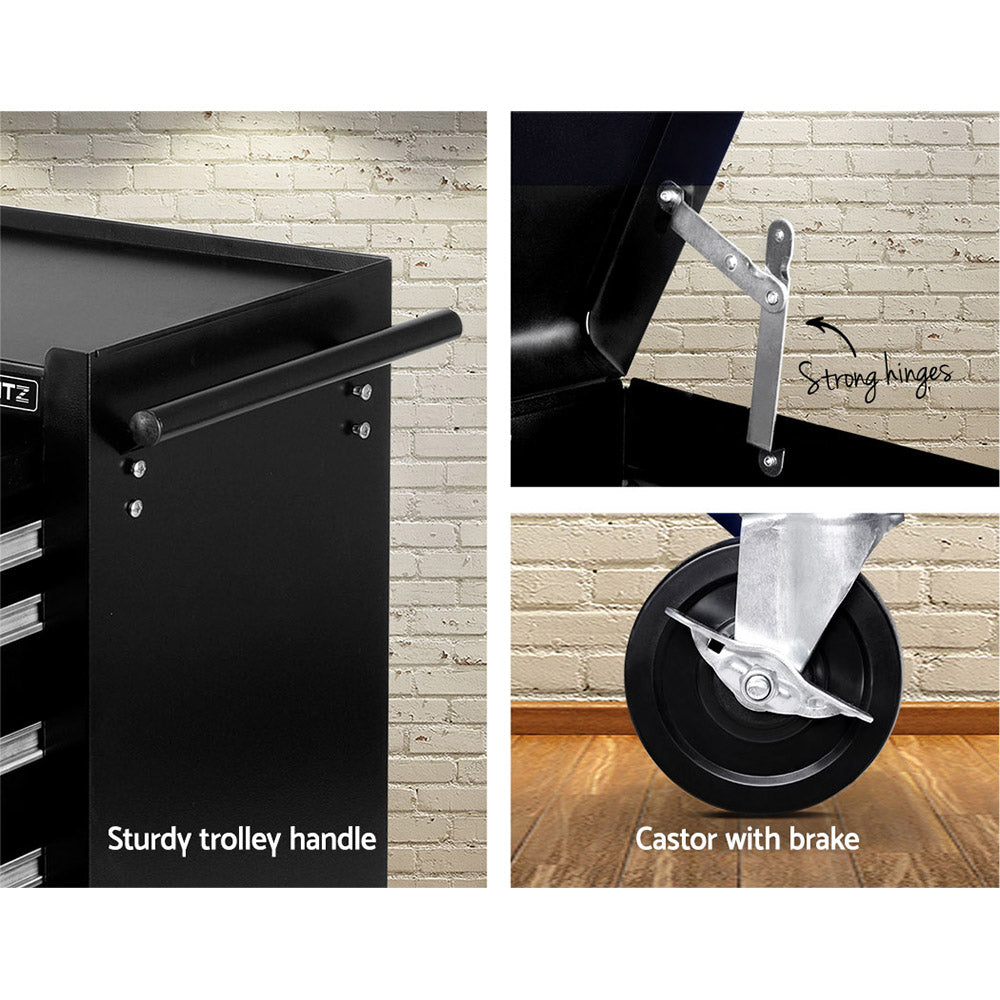 Giantz 14-Drawer Tool Cabinet Trolley Black