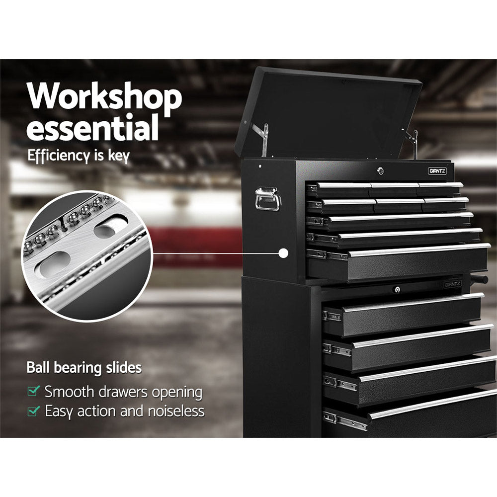 Giantz 14-Drawer Tool Cabinet Trolley Black