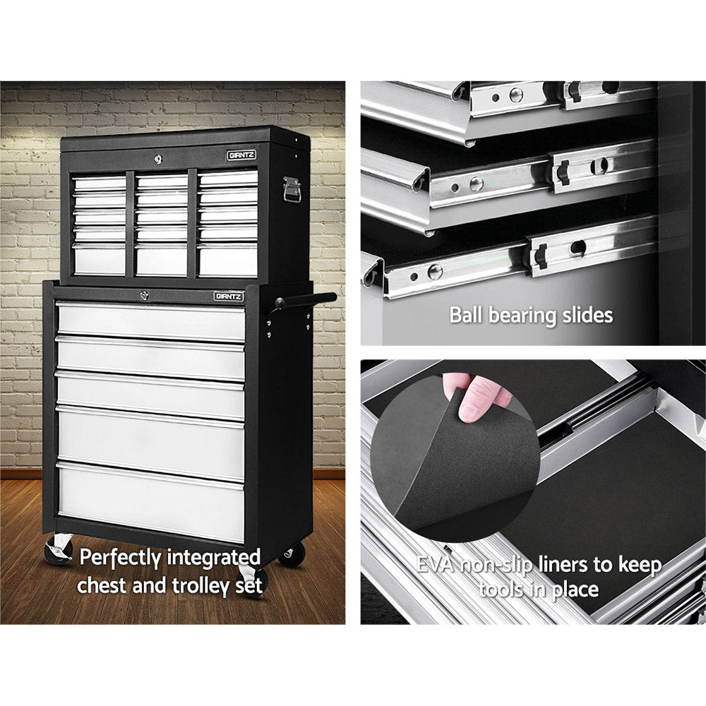Giantz 14-Drawer Tool Box Cabinet Trolley Grey