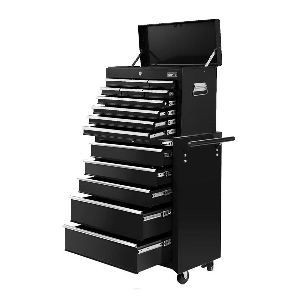 Giantz 15-Drawer Tool Chest Trolley 2-in-1 Storage Black