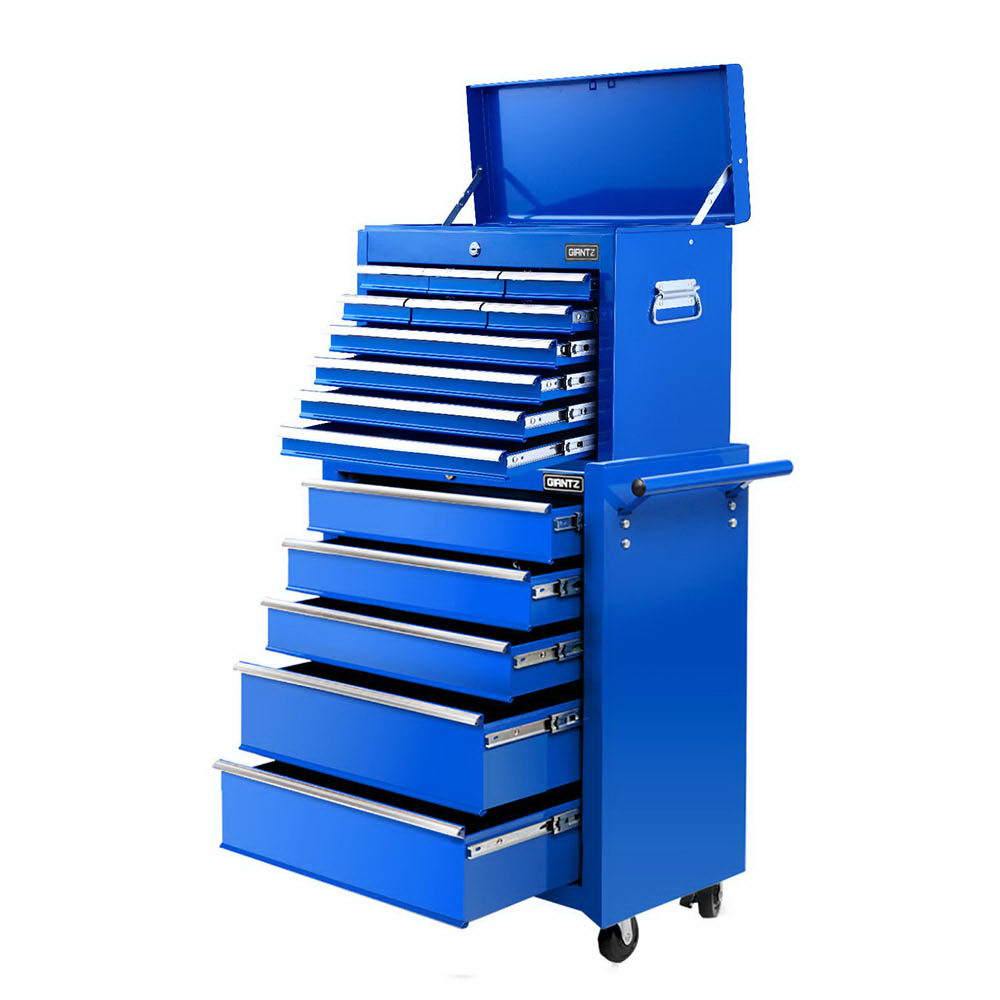 Giantz 2-in-1 Tool Chest Trolley 15 Drawers Blue