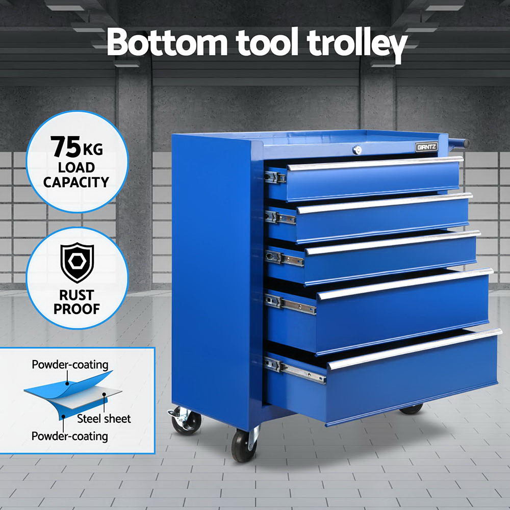 Giantz 2-in-1 Tool Chest Trolley 15 Drawers Blue