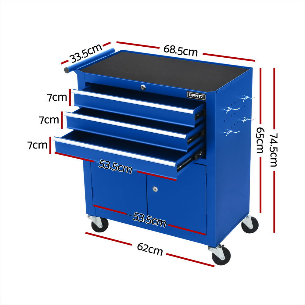 Giantz 3 Drawer Tool Cabinet Chest Blue