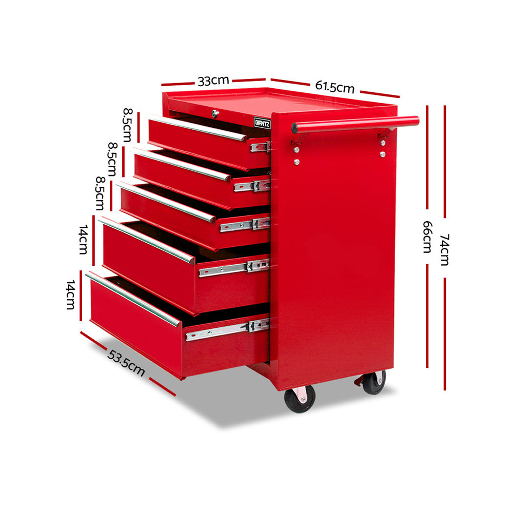 Giantz 5-Drawer Tool Cabinet Trolley Red