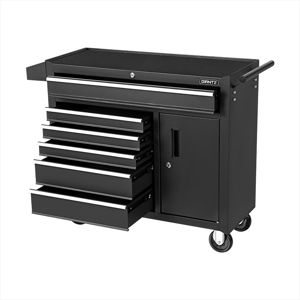 Giantz 6-Drawer Tool Trolley Chest Cabinet Black Wheels
