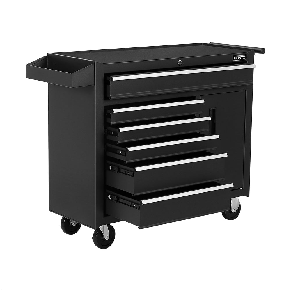 Giantz 6-Drawer Tool Trolley Chest Cabinet Black Wheels