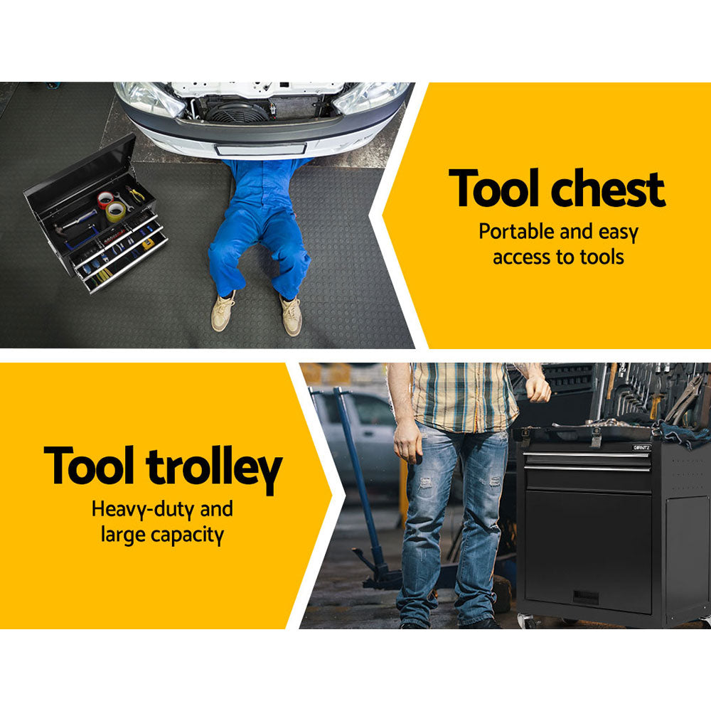 Giantz 7-Drawer Tool Trolley Cabinet Chest Black