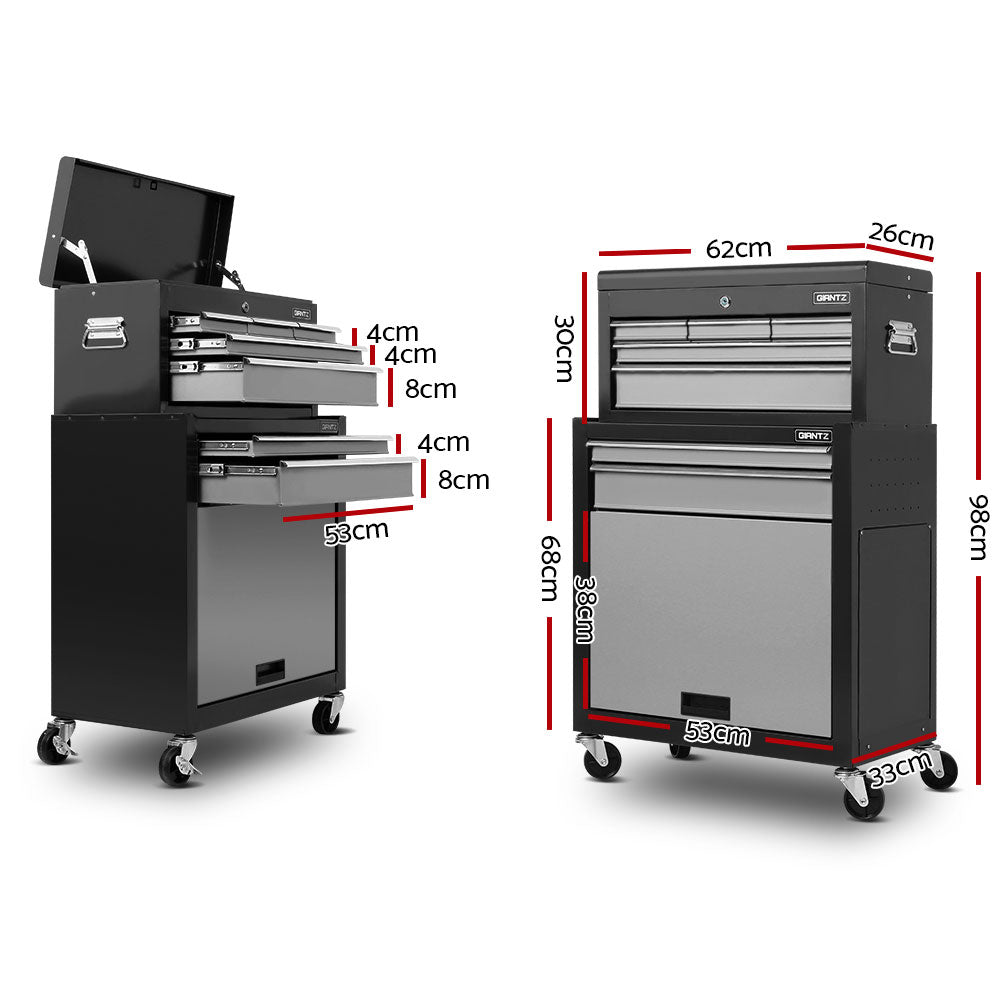 Giantz 7 Drawer Tool Box Cabinet Trolley Grey