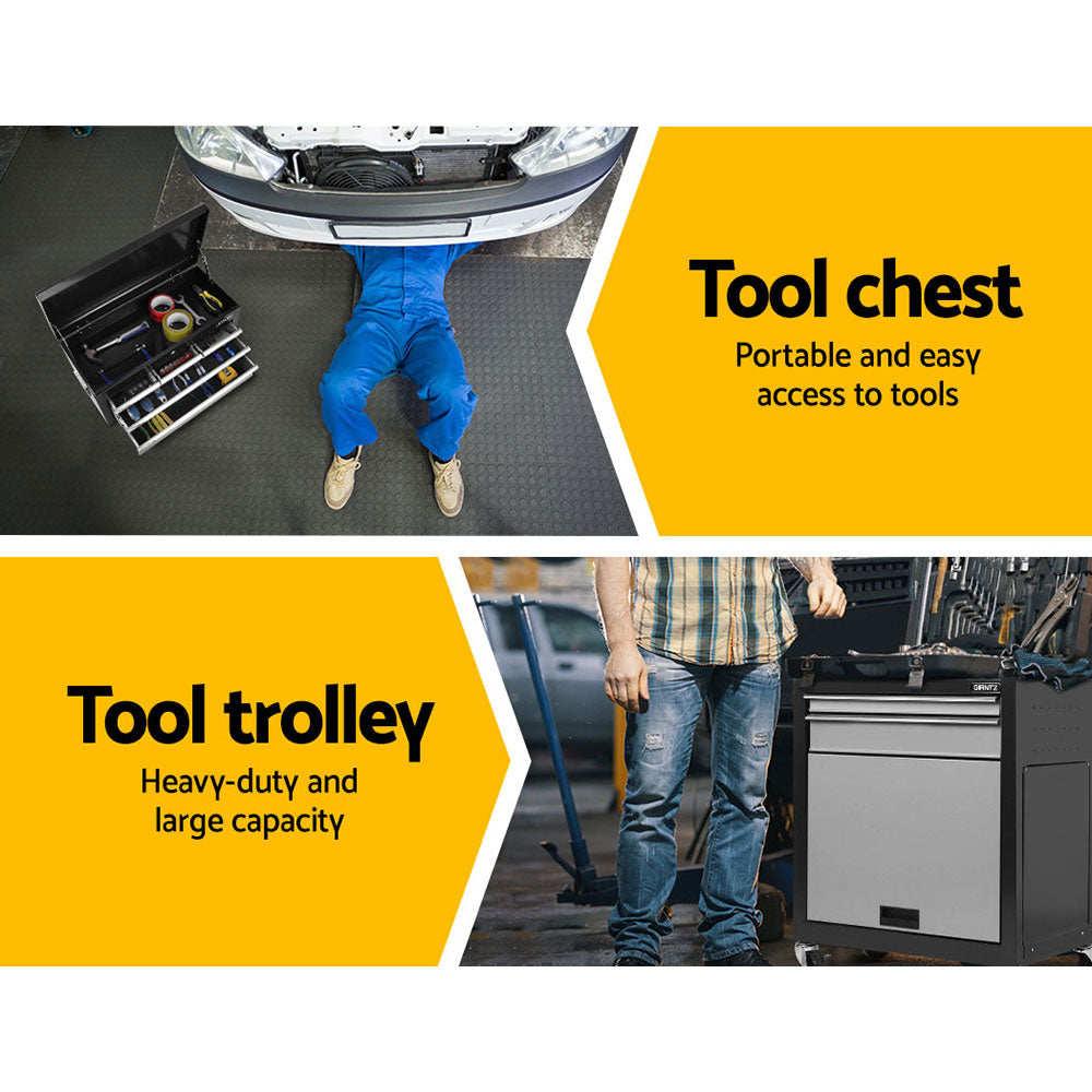 Giantz 7 Drawer Tool Box Cabinet Trolley Grey