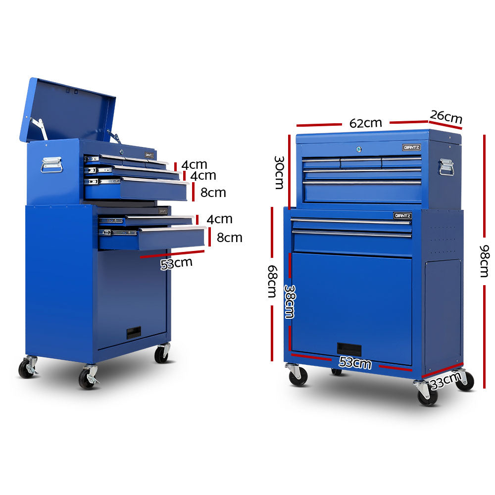 Giantz 7-Drawer Tool Box Cabinet Trolley Blue