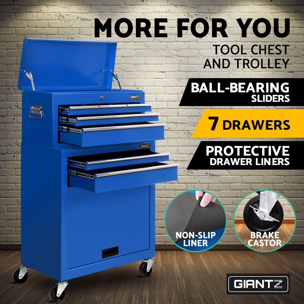 Giantz 7-Drawer Tool Box Cabinet Trolley Blue