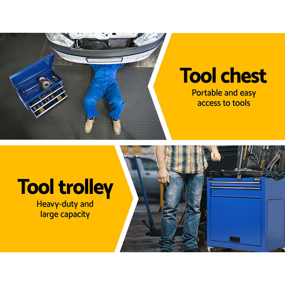 Giantz 7-Drawer Tool Box Cabinet Trolley Blue