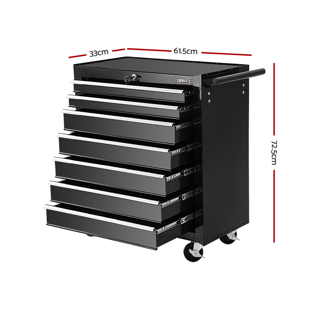 Giantz 7-Drawer Tool Trolley Cabinet Black