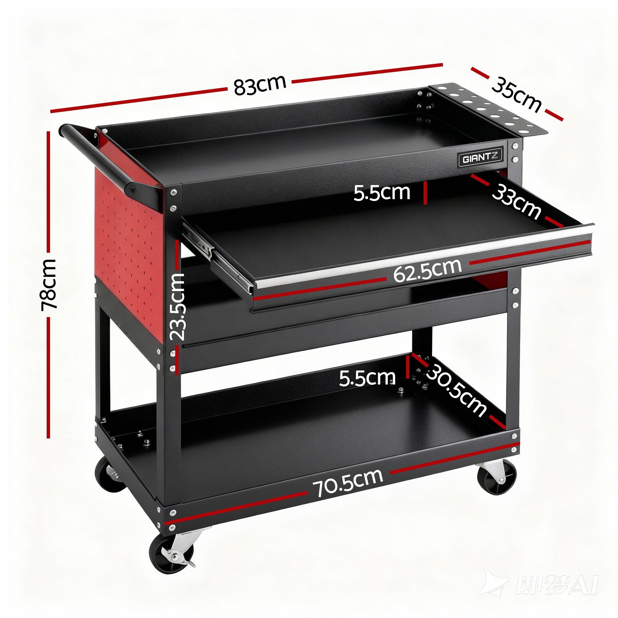 Giantz Tool Trolley Cart Rolling Cabinet with Drawer Workshop Garage Storage