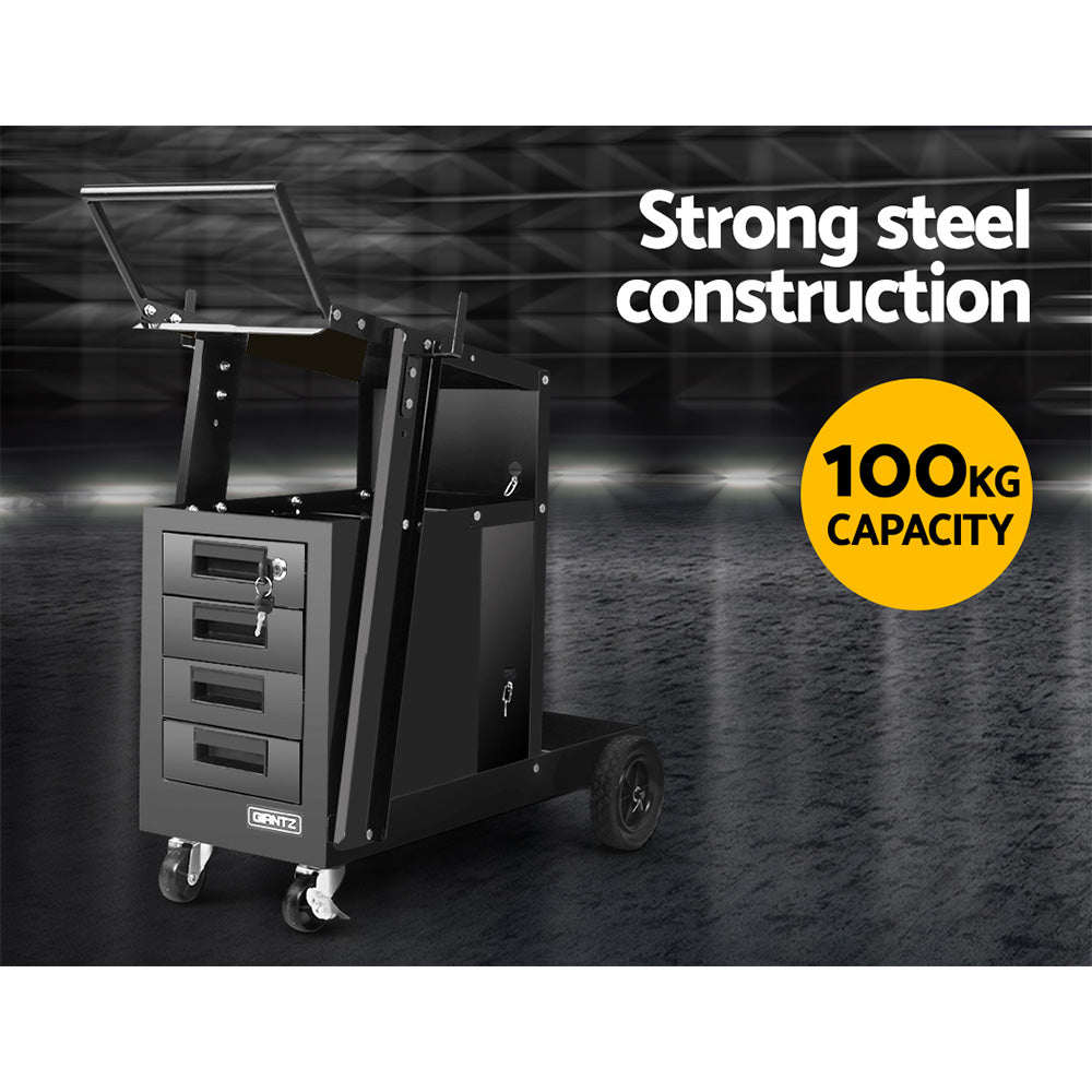Giantz Welding Trolley Cart 4 Drawer Black MIG TIG ARC Plasma Cutter