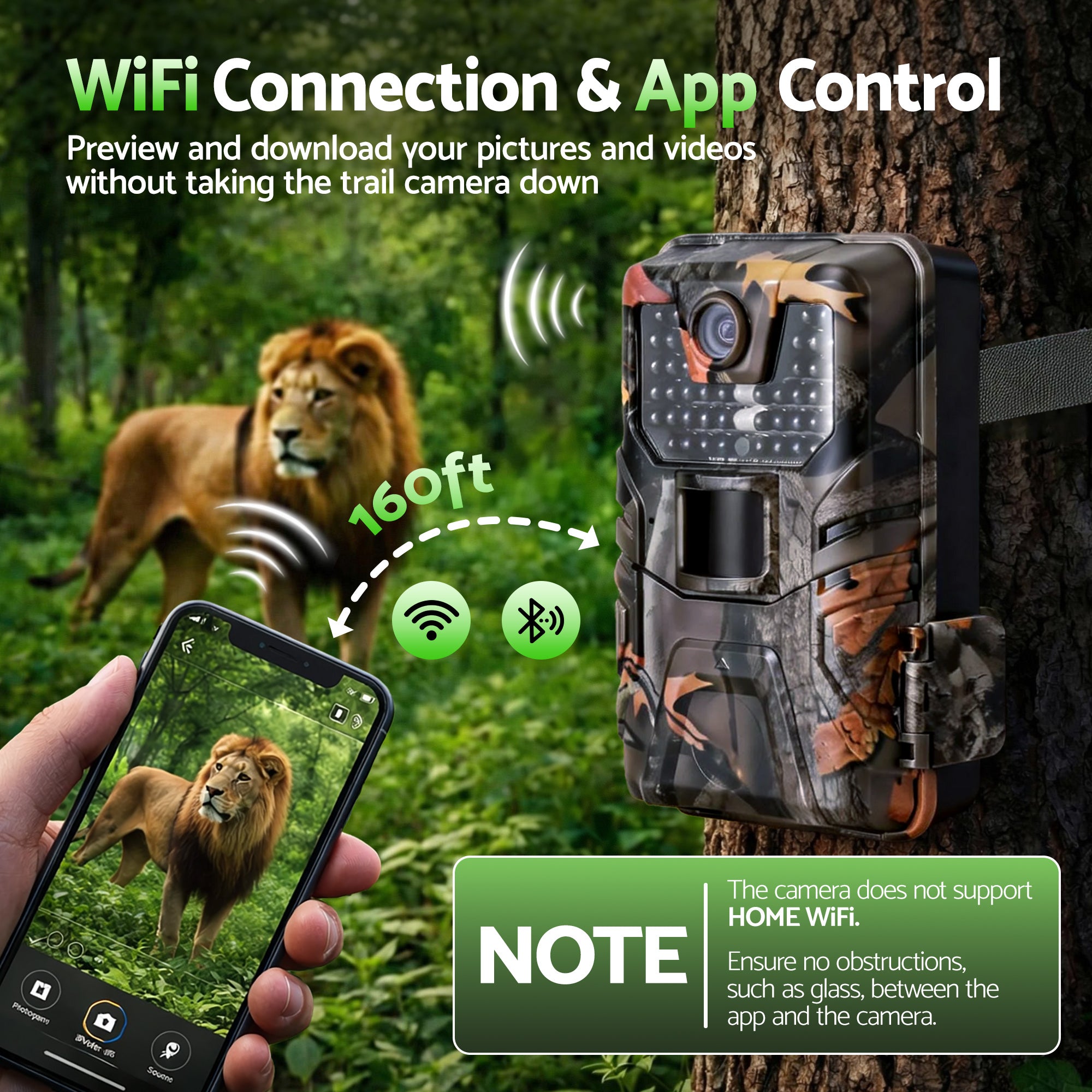 UL-TECH 4K WiFi Trail Camera 48MP 0.2s Trigger Game Camera Camo