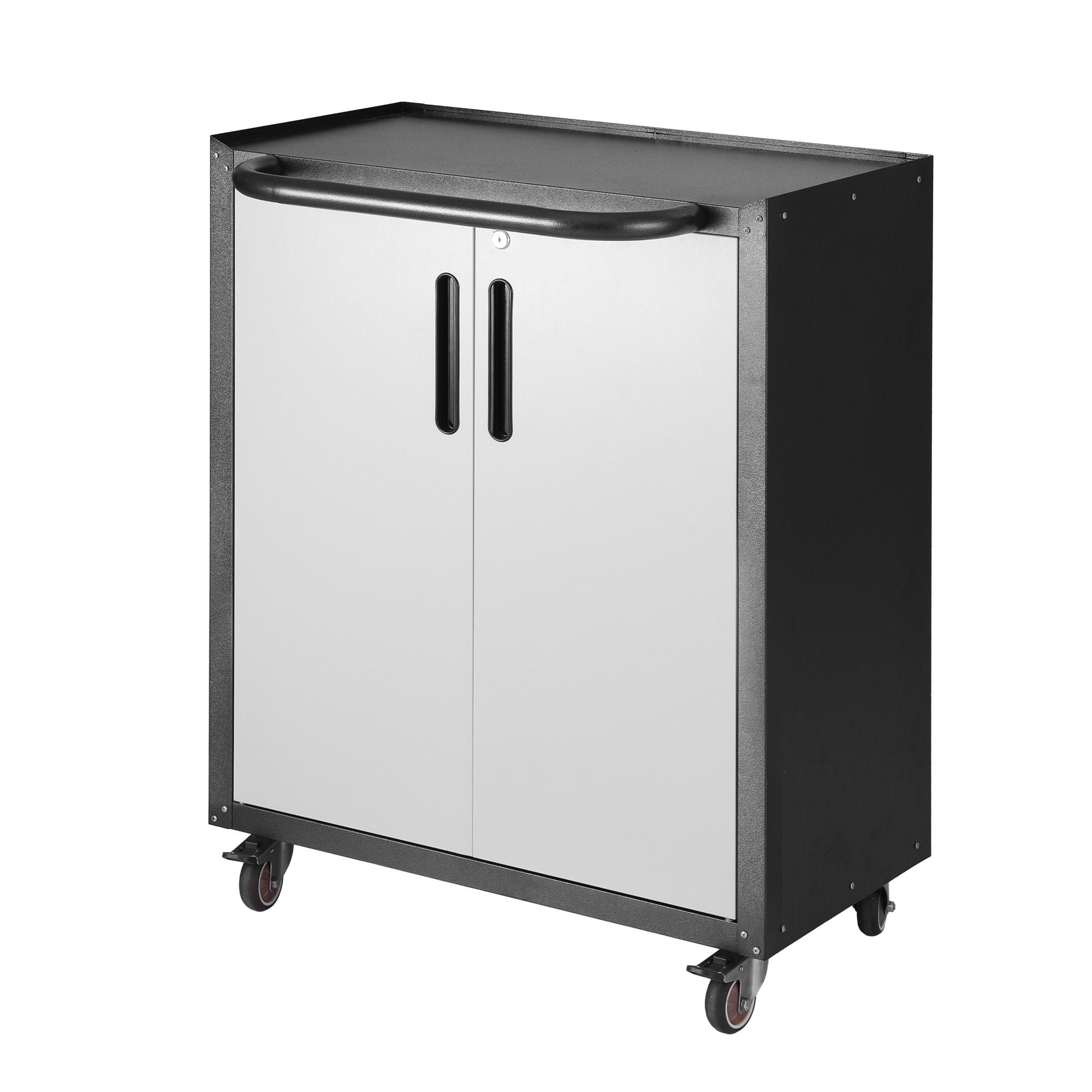 Giantz Rolling Tool Cabinet Heavy-Duty Storage Cabinet Adjustable Shelf Black and Grey
