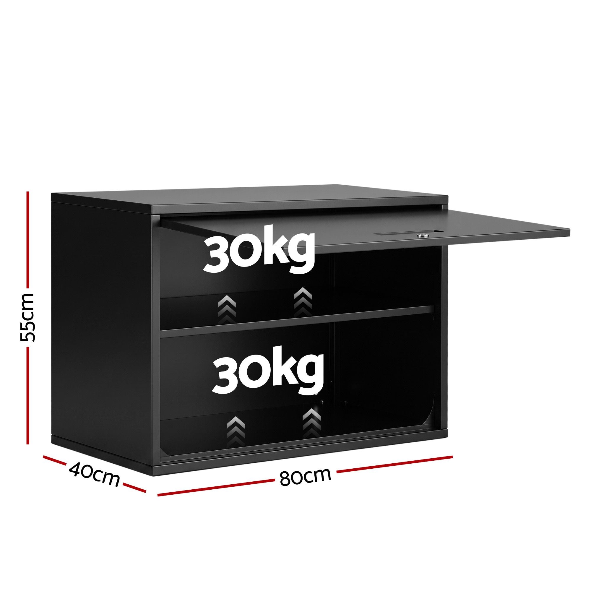 Giantz Wall Mount Steel Tool Cabinet Garage Storage Box Lockable Overhead Shelf Black