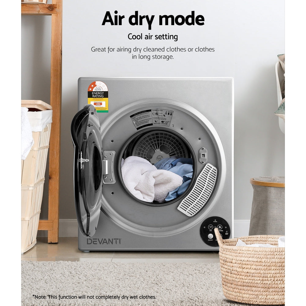 Devanti 5kg Tumble Dryer Fully Automatic Silver