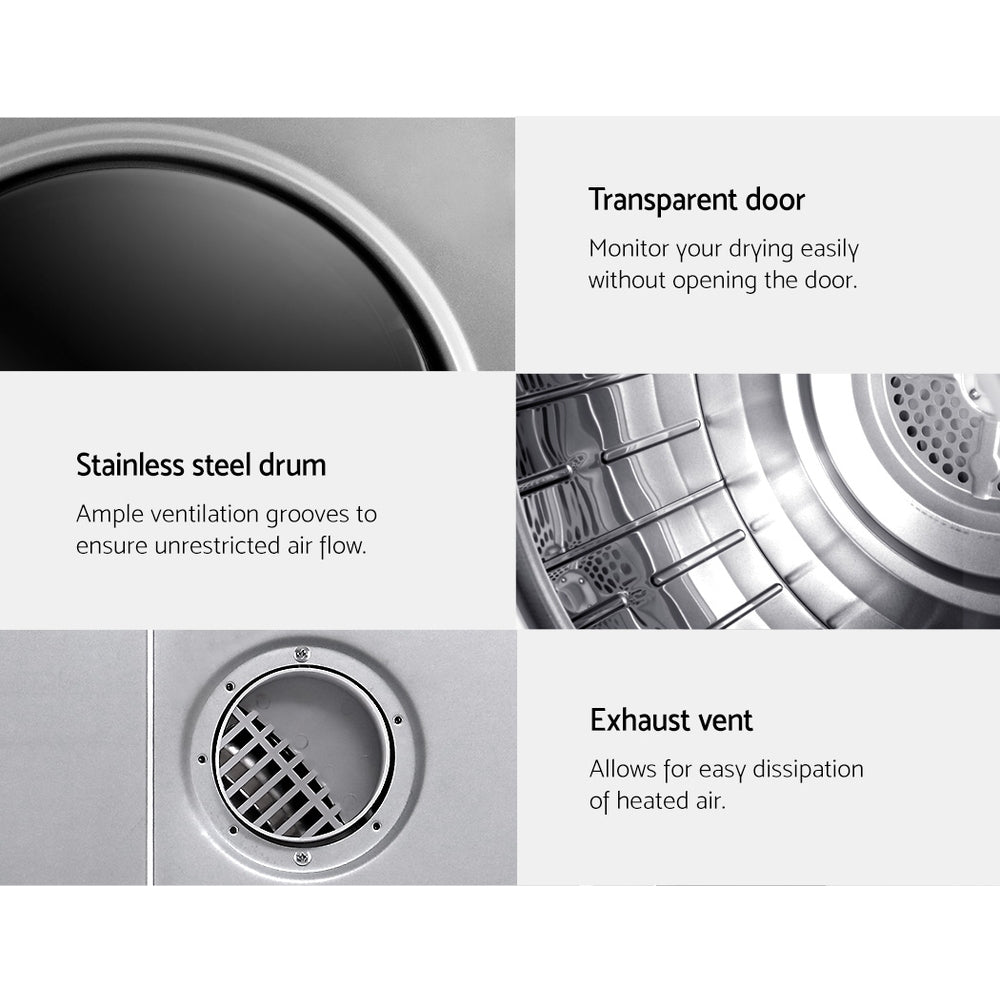 Devanti 5kg Tumble Dryer Fully Automatic Silver