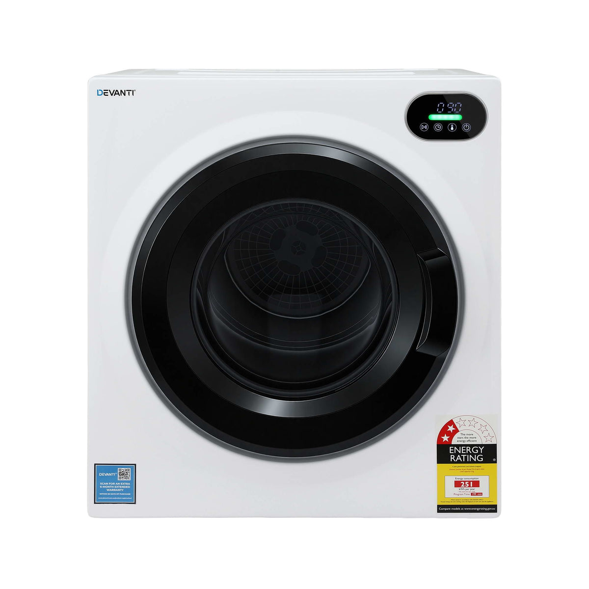 Devanti 6kg Tumble Dryer with Touch Screen Controls