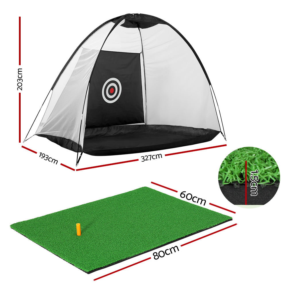 Everfit 3M Golf Practice Net Training Mat Set Black