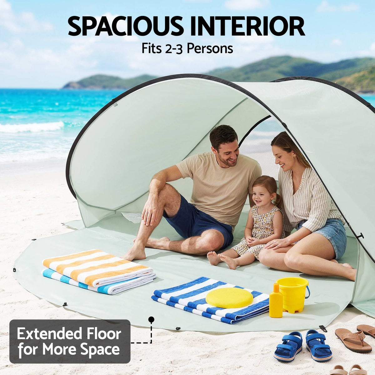 Weisshorn Pop Up Beach Tent UPF 50+ Sun Shade 2-3 Person