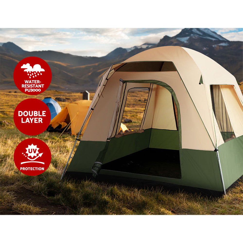 Weisshorn 4-Person Family Camping Tent Green