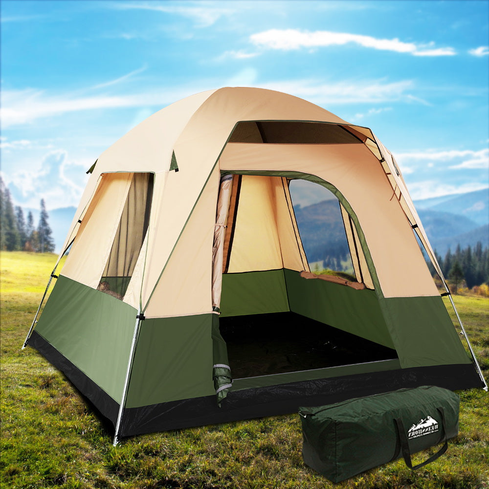 Weisshorn 4-Person Family Camping Tent Green