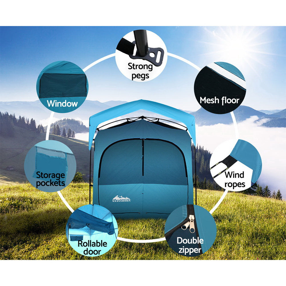 Weisshorn Double Camping Shower Toilet Tent Fast Set Up Blue