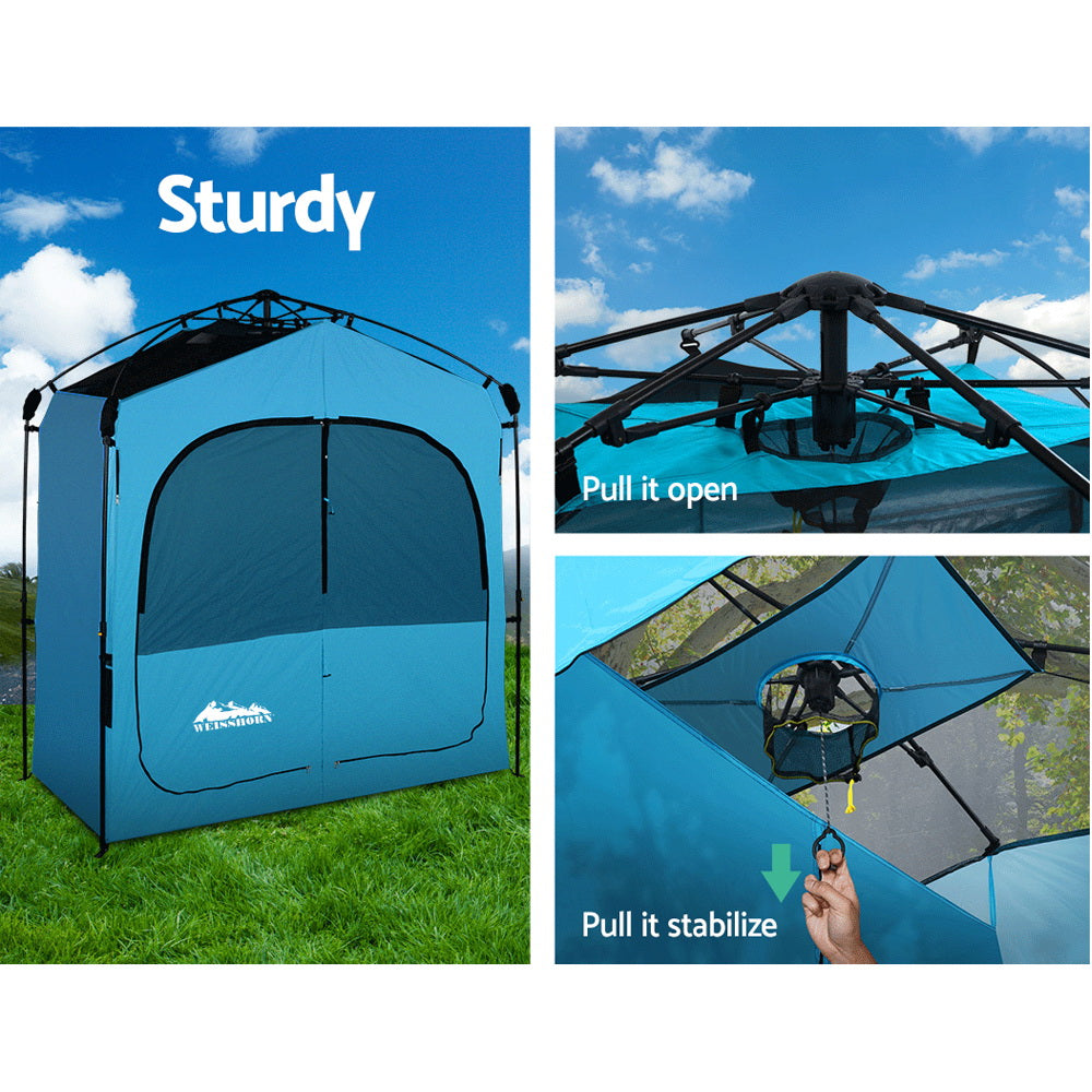 Weisshorn Double Camping Shower Toilet Tent Fast Set Up Blue
