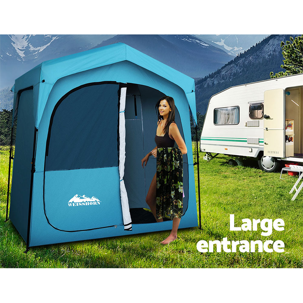 Weisshorn Double Camping Shower Toilet Tent Fast Set Up Blue