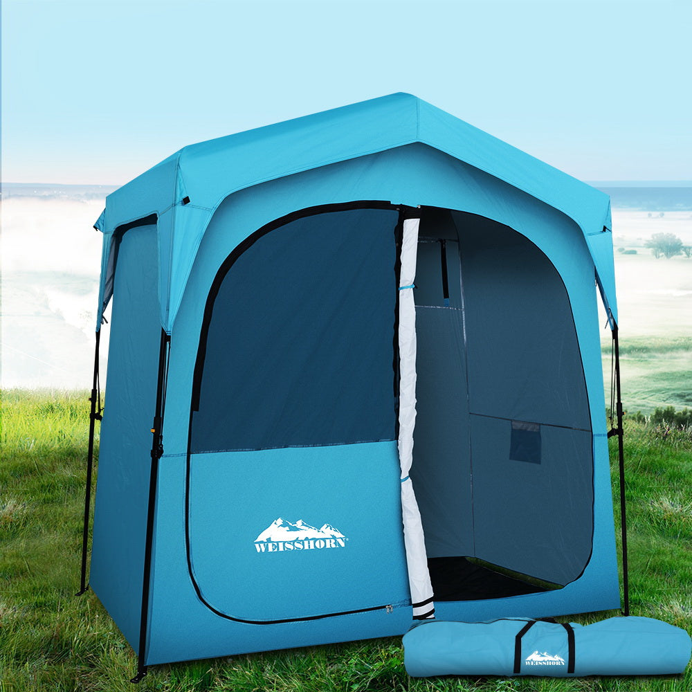 Weisshorn Double Camping Shower Toilet Tent Fast Set Up Blue