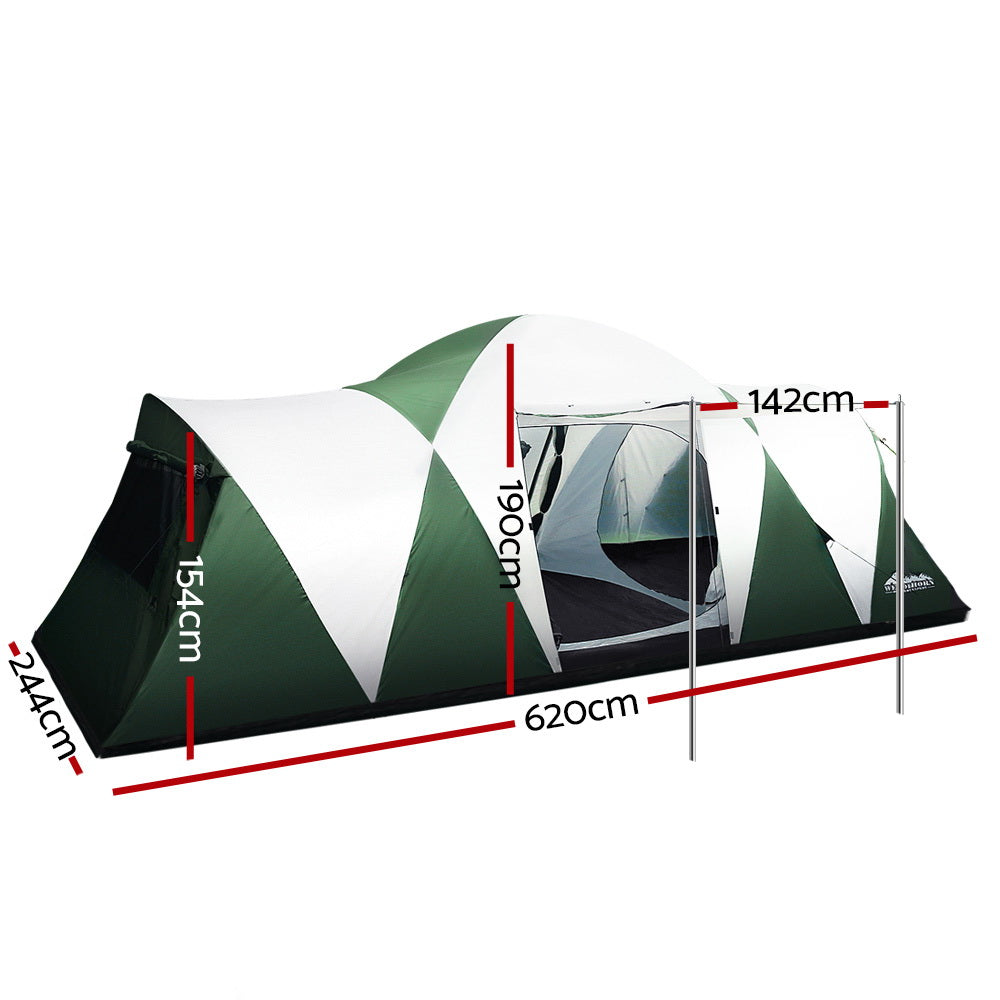 Weisshorn 12-Person Dome Camping Tent 3 Rooms Green
