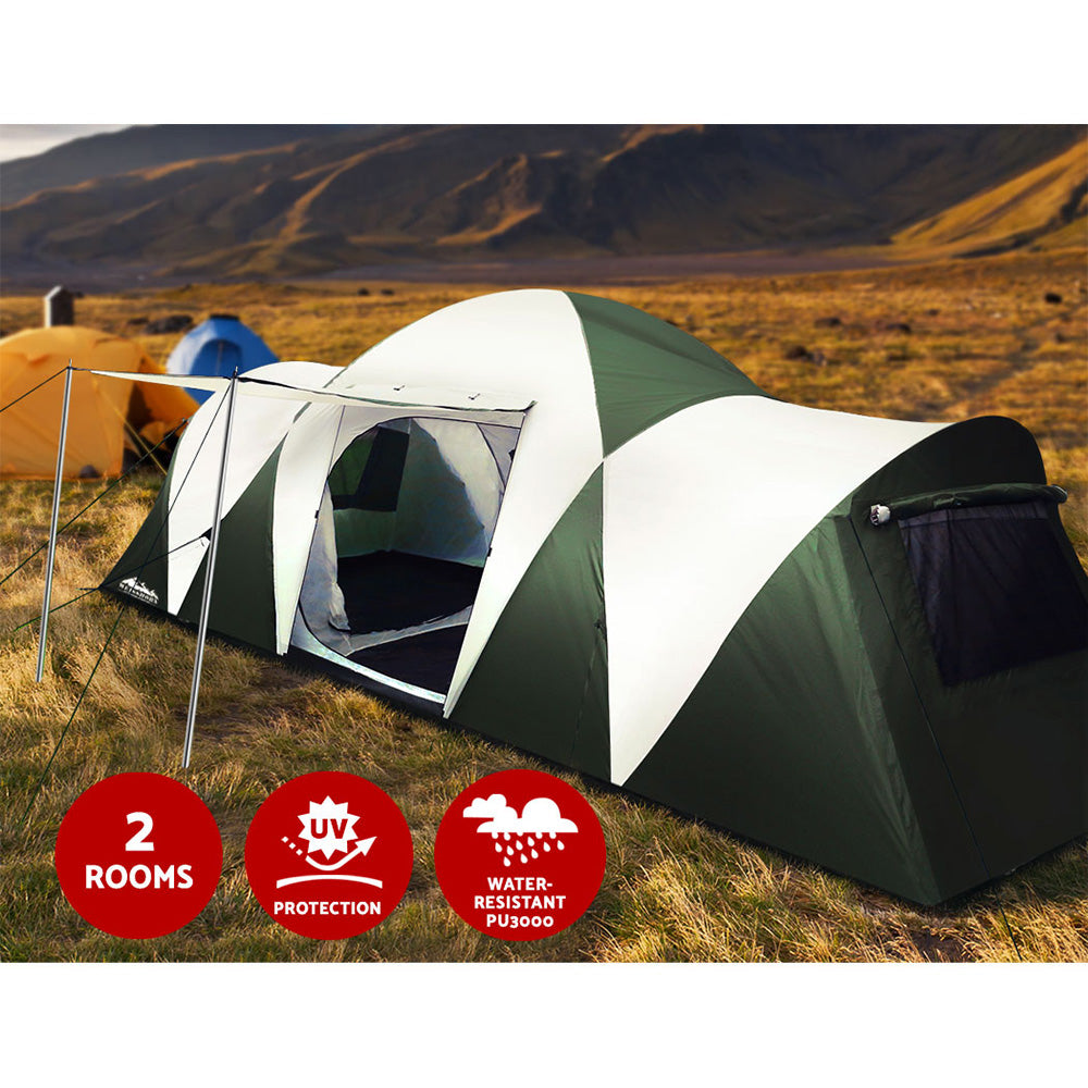 Weisshorn 12-Person Dome Camping Tent 3 Rooms Green