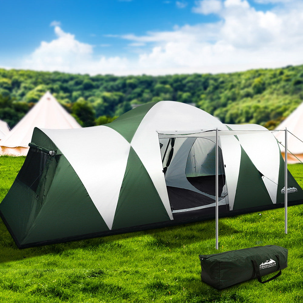 Weisshorn 12-Person Dome Camping Tent 3 Rooms Green