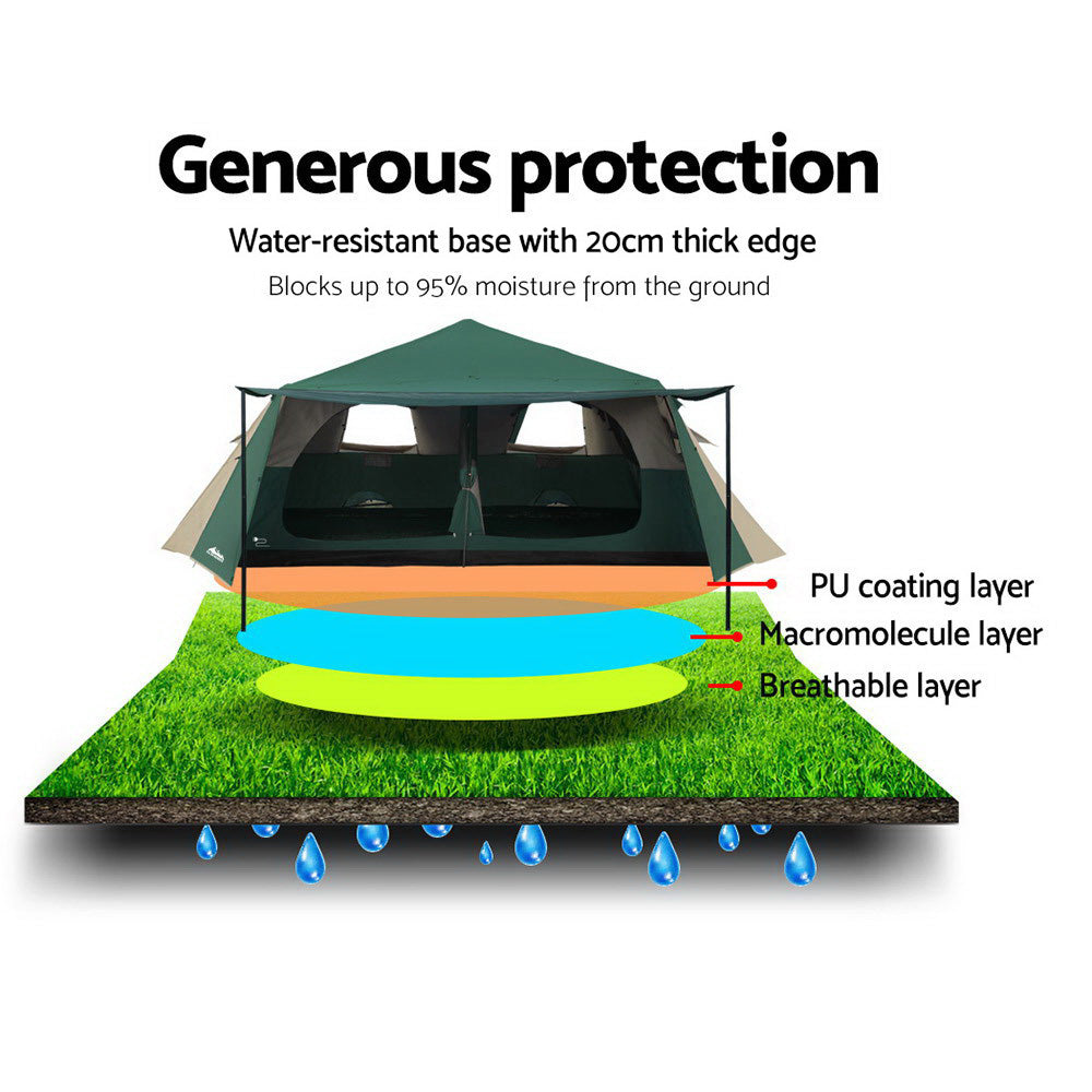 Weisshorn 8-Person Dome Camping Tent Instant Up Green