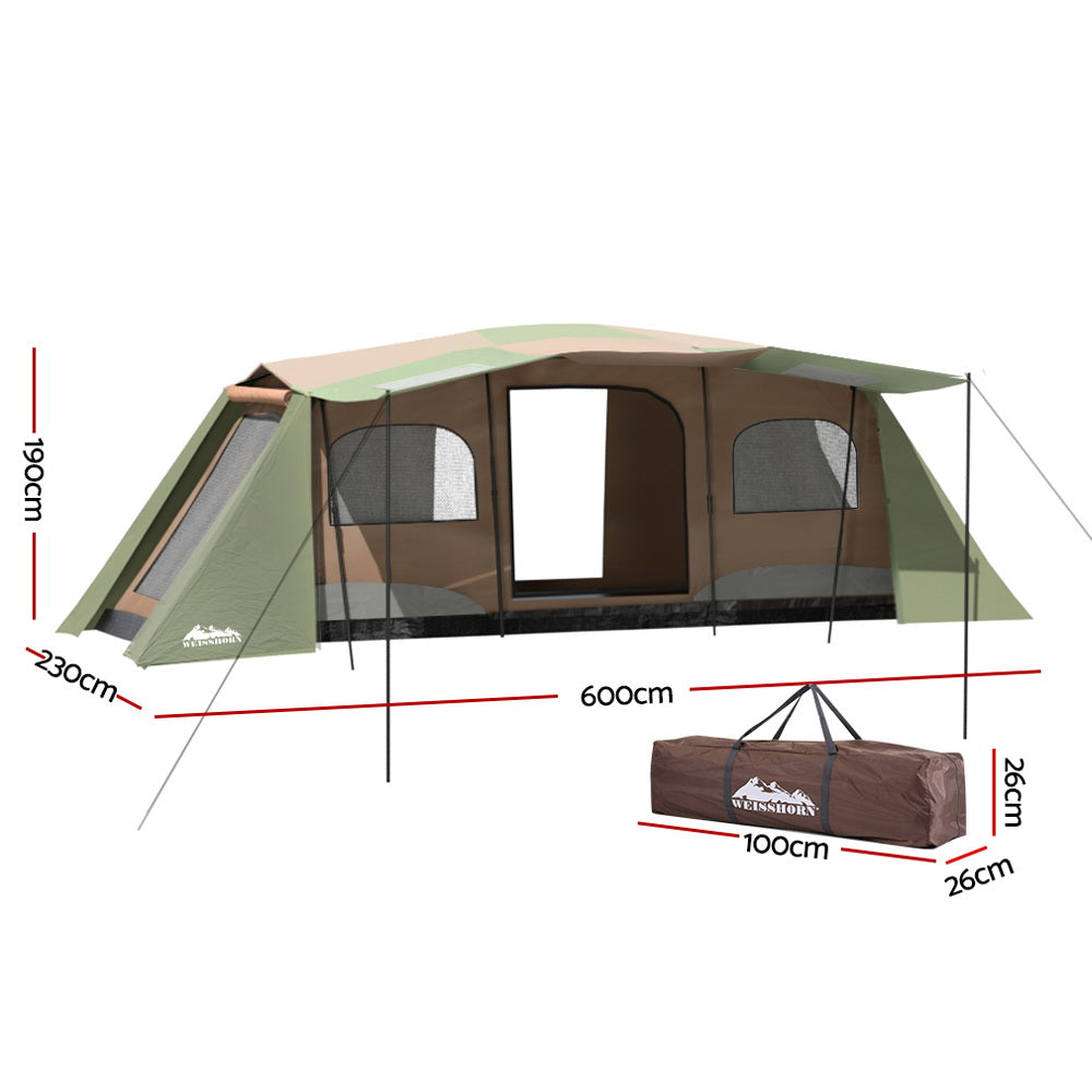Weisshorn 10-Person Instant Camping Tent 3-Room Green