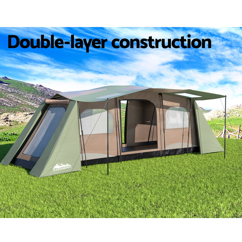Weisshorn 10-Person Instant Camping Tent 3-Room Green