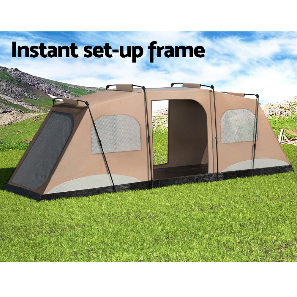 Weisshorn 10-Person Instant Camping Tent 3-Room Green