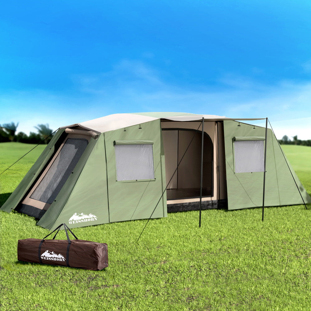 Weisshorn 10-Person Instant Camping Tent 3-Room Green