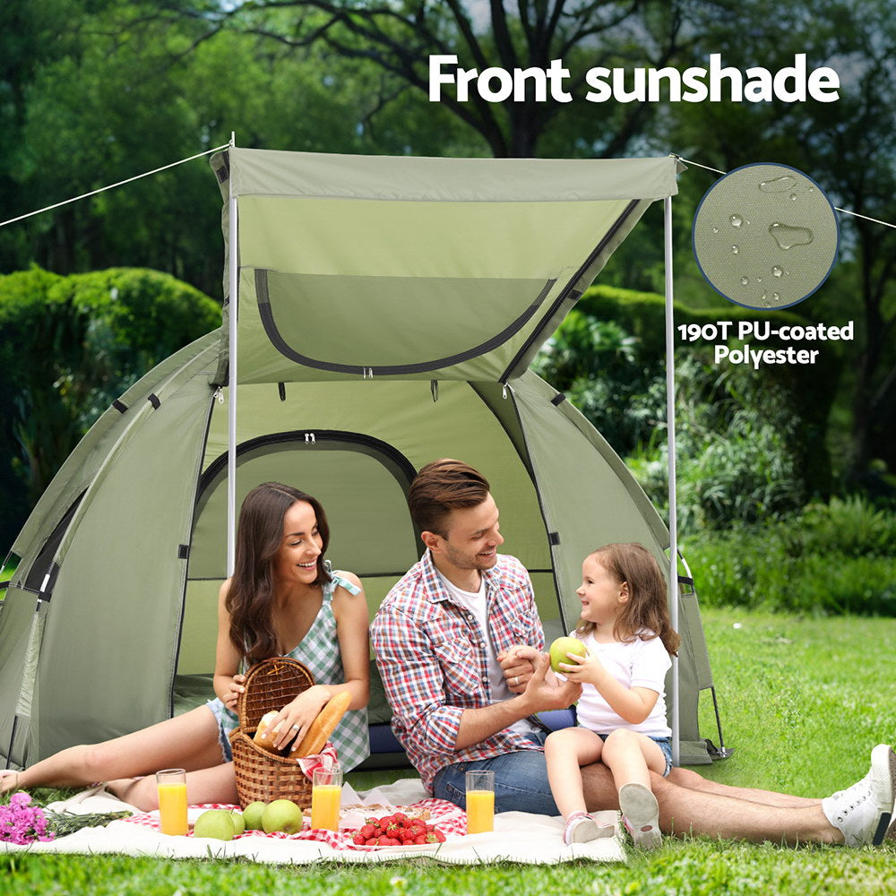 Weisshorn 5-in-1 Camping Tent Cot Single Air Mattress Green/Blue