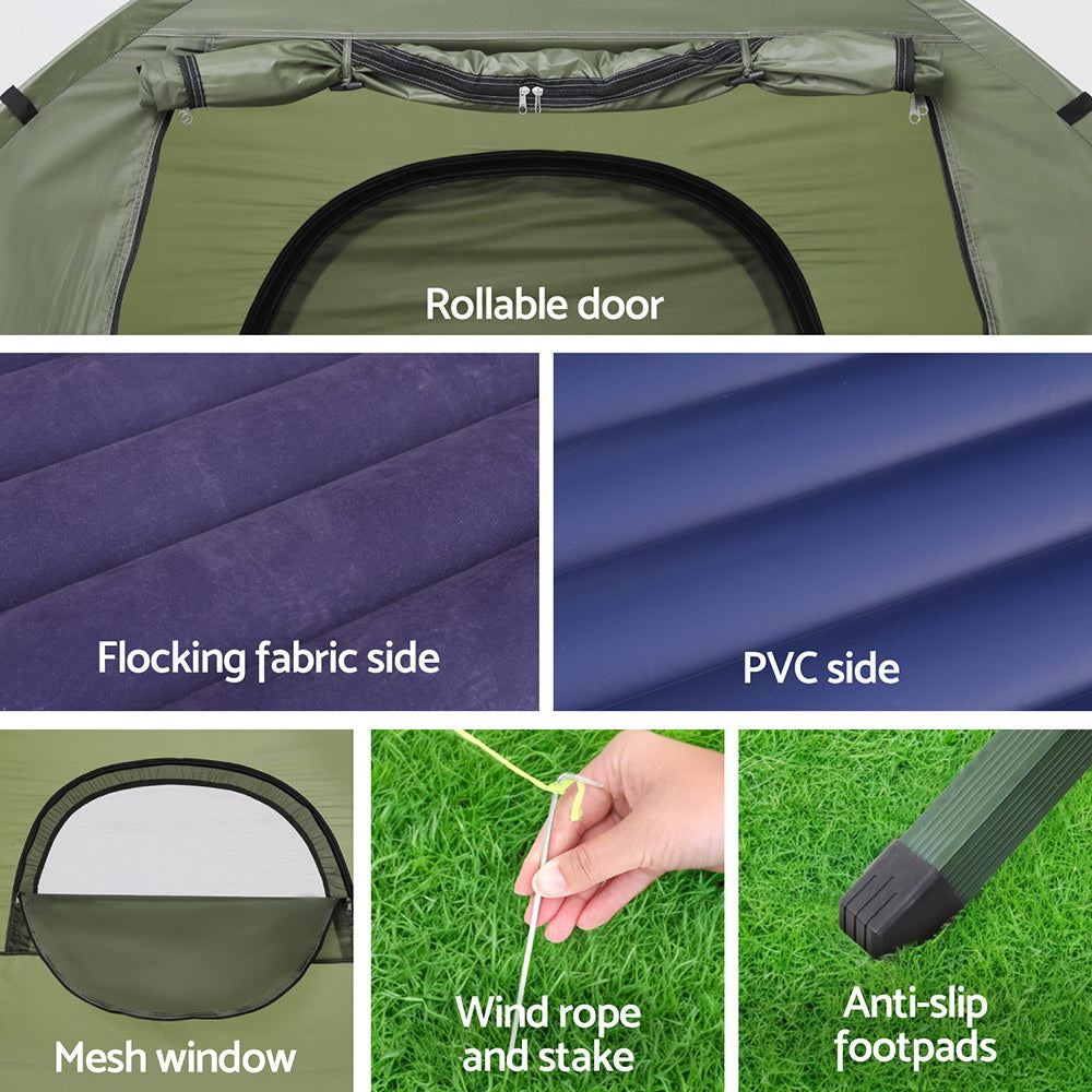 Weisshorn 5-in-1 Camping Tent Cot Single Air Mattress Green/Blue
