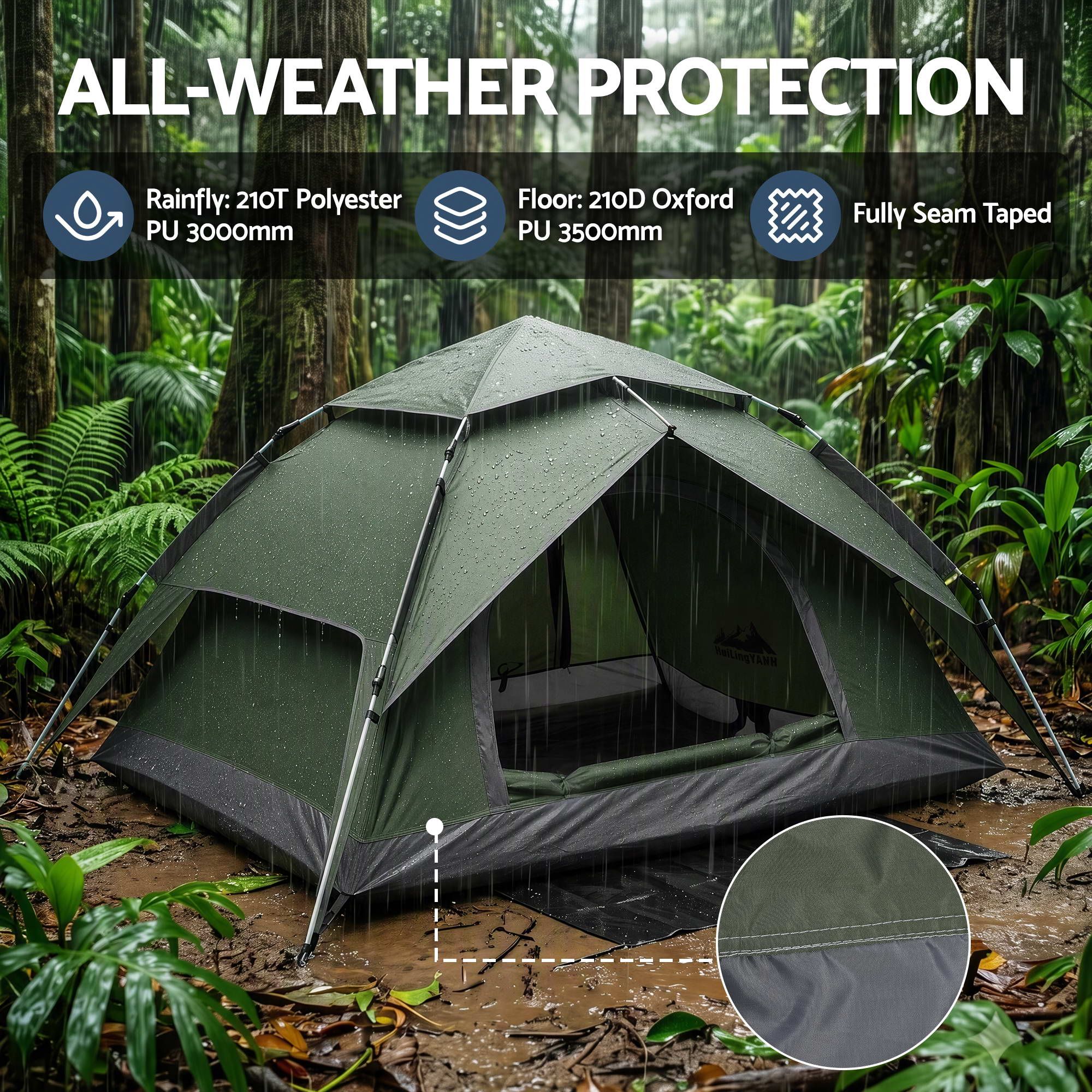 Weisshorn 2 Person Camping Tent Automatic Pop Up Water Repellent Shade Outdoor