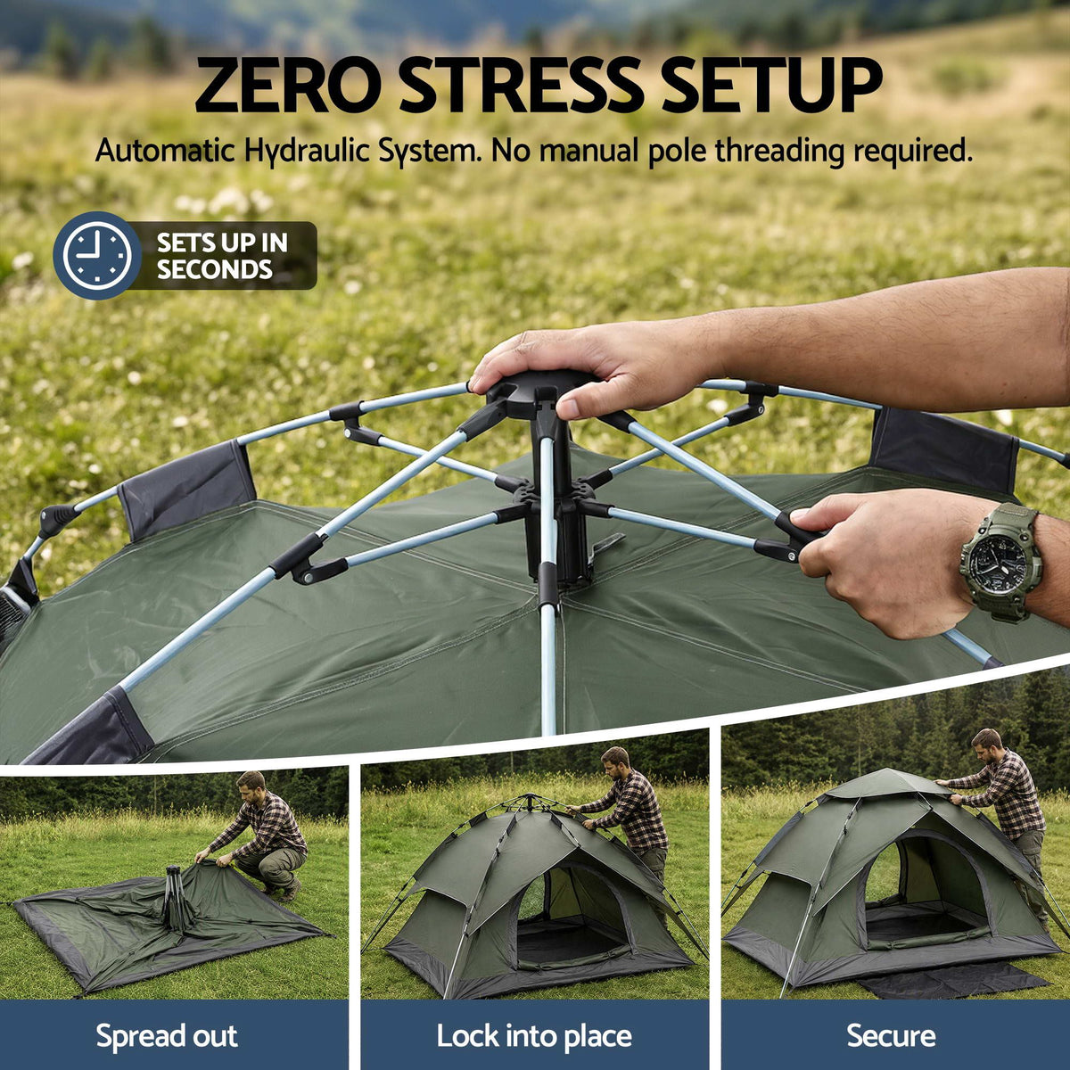 Weisshorn 2 Person Pop Up Camping Tent Water Repellent