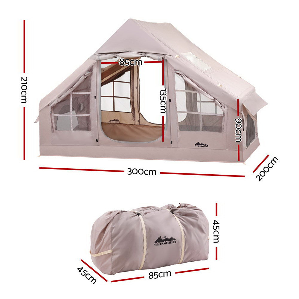 Weisshorn 6-Person Inflatable Beach Tent PU3000 UV Protection Brown