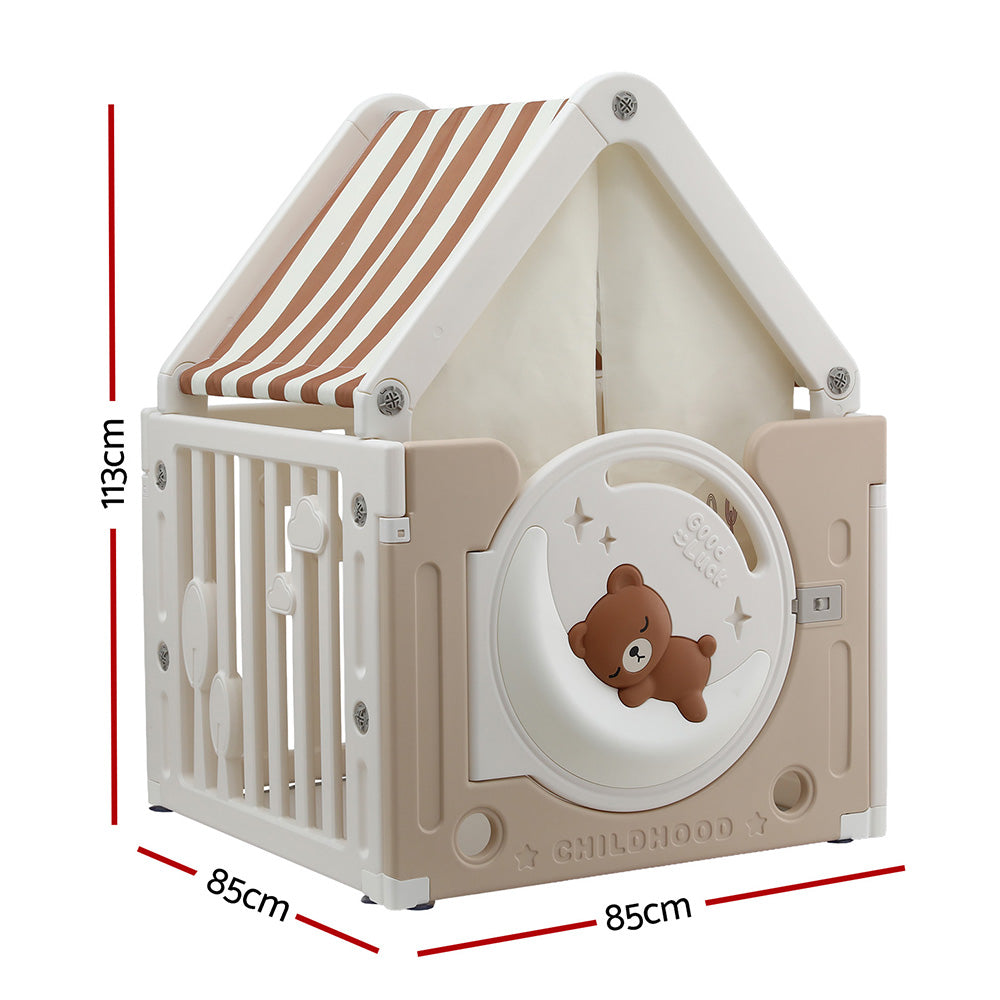 Keezi Kids Playhouse Tent Castle with Floor Mat White/Beige