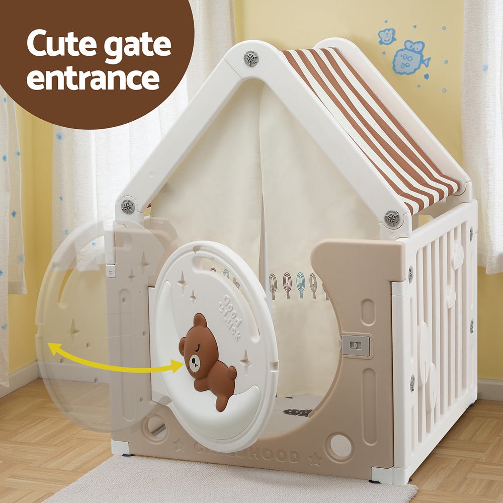 Keezi Kids Playhouse Tent Castle with Floor Mat White/Beige
