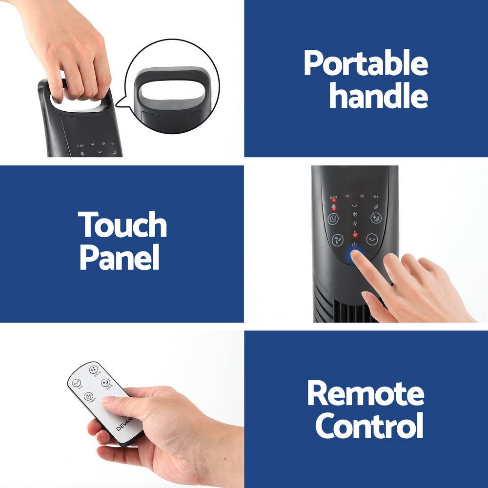 Devanti 91cm Tower Fan Oscillating 3 Speeds Remote Black